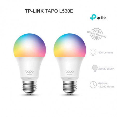 TP-Link Tapo L530E Bombilla Inteligente LED Wi-Fi Multicolor E27 Pack 2  Unidades