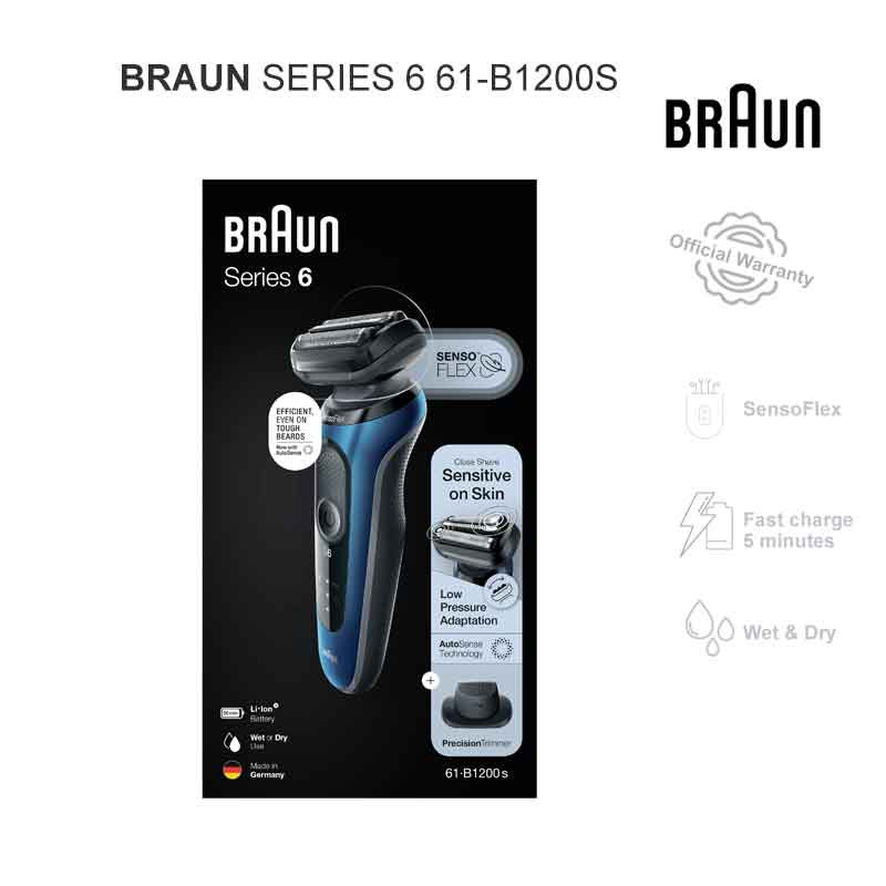 Braun Series 6, Afeitadora Eléctrica Hombre, 6020s, para barba